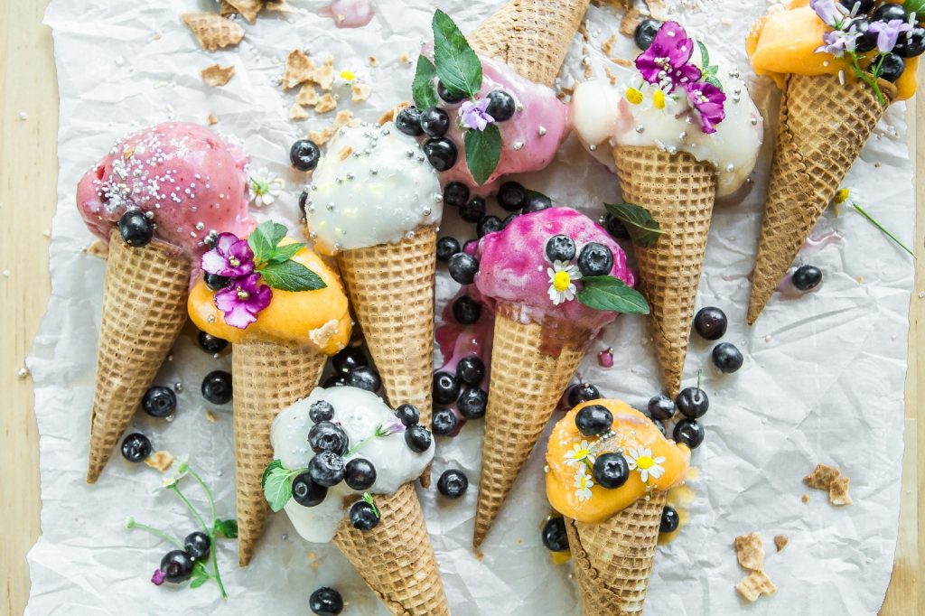 selezione di gelati dai vari gusti