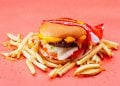 hamburger con patatine fritte
